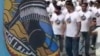 Protest of Iranians in Regensburg Germany carrying Savak flags 