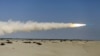 A missile is launched by Iran's military during a naval exercise in the Gulf of Oman on January 14.