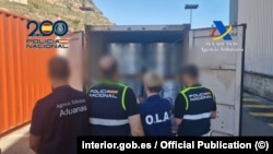 Spanish police and customs officials seizing illicit chemicals that were to be shipped to Russia in October.