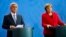 Germany -- Armenian President Serzh Sarkisian and German Chancellor Angela Merkel address a news conference after talks at the Chancellery in Berlin, April 6, 2016