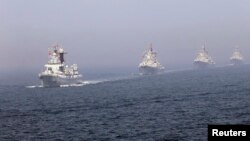 An earlier China-Russia joint naval exercise in the Yellow Sea