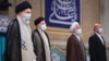 رهبر جمهوری اسلامی و سران قوای سه‌گانه در مراسم تنفیذ حکم ابراهیم رئیسی در مردادماه ۱۴۰۰