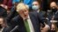 Boris Johnson a brit parlament felsőházának ülésén Londonban 2022. január 19-én