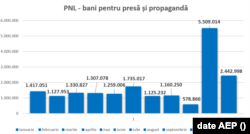 PNL, banii pentru presă și propagandă în intervalul ianuarie - noiembrie 2021.