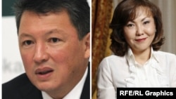 Ерлі-зайыпты Тимур және Динара Құлыбаевтар суреттерінен коллаж.