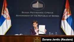 Српската премиерка Ана Брнабиќ на прес-конференција по седницата на српската влада за Рио Тинто, Белград, Србија, 20 јануари 2022 година.