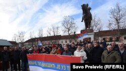 People gathered in support of Djokovic in Niksic, Montenegro.