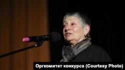 writer Lyudmila Ulitskaya at the awards ceremony for the winners of the contest Man in History, who held the memorial (2016)

