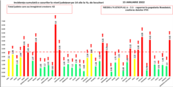 Incidența cumulată a cazurilor la nivel județean pe 14 zile la mia de locuitori