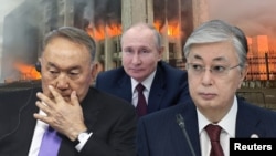 Нурсултан Назарбаев, Владимир Путин и Касым-Жомарт Токаев. Коллаж