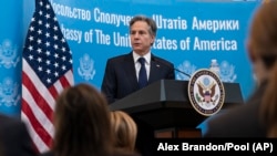 Държавният секретар на САЩ Антъни Блинкен в Киев, 19 януари 2022.