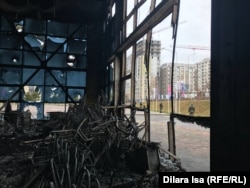 Выставочный центр после пожара. Шымкент, 7 января 2022 года