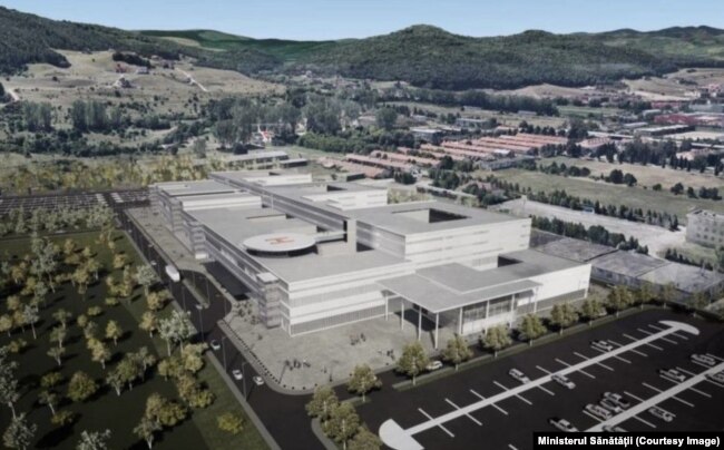 Macheta Spitalului Regional de Urgență Cluj-Napoca.