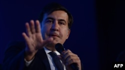 Former Georgian President Mikheil Saakashvili speaks onstage at the 2014 Concordia Summit in New York in September 2014.