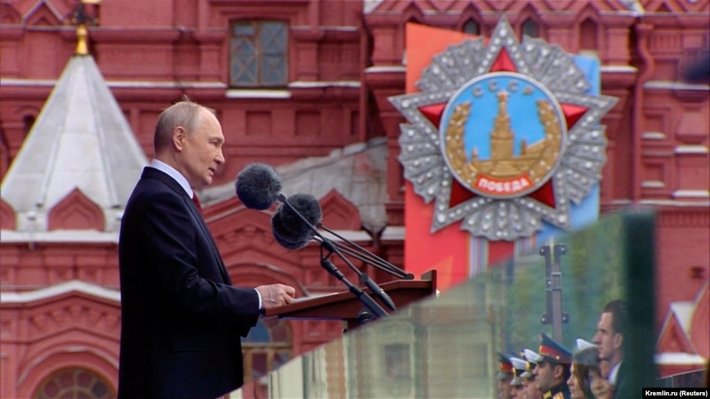 Президент Росії Володимир Путін під час військового параду з нагоди Дня перемоги, на Красній площі в центрі Москви Росія, 9 травня 2026 року