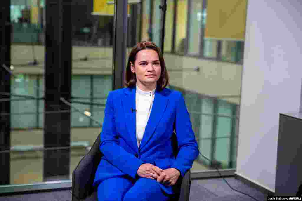 CZECH REPUBLIC – Belarusian opposition leader Svyatlana Tsikhanouskaya during visit at RFE/RL Headquarters in Prague, June 8, 2021