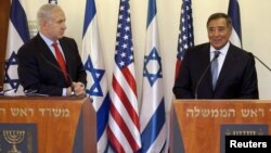Premierul israelian Benjamin Netanyahu și ministrul american al apărării, Leon Panetta, la întîlnirea lor de la Ierusalim, la 1 august
