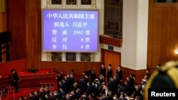 A treia sesiune plenară a Congresului Național al Poporului, Beijing, China. Rezultatul votului cu care Xi Jinping preia al treilea mandat la conducerea țării.