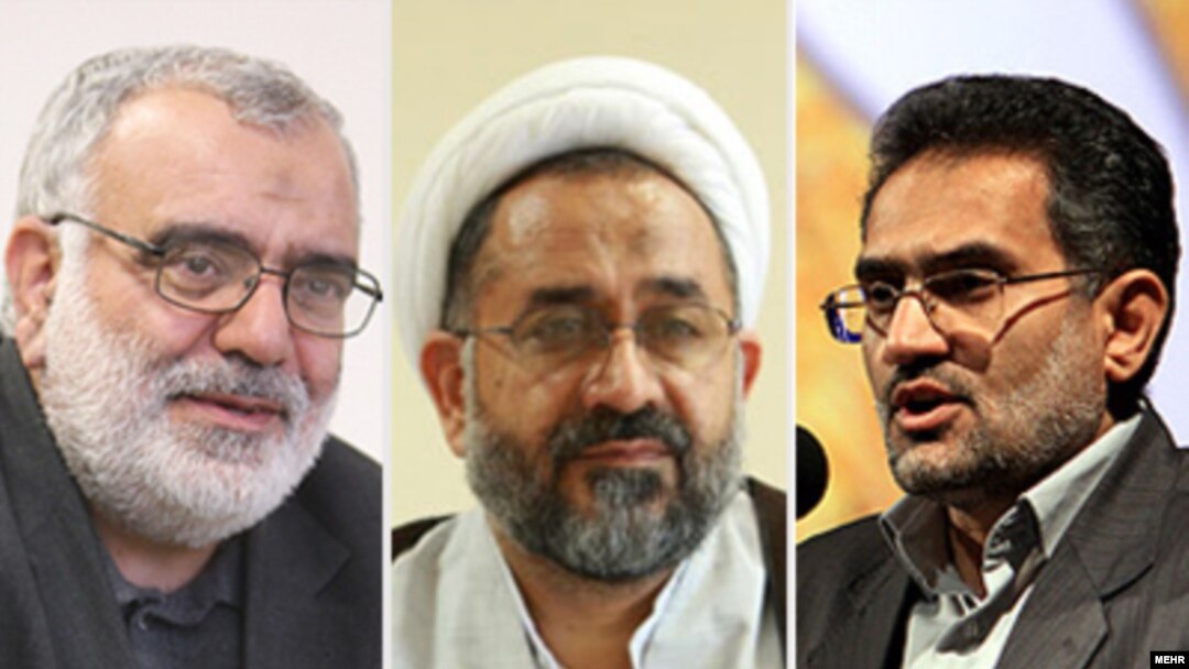 بر اساس گزارش های منتشره، نام محمد حسینی (راست) وزیر ارشاد، حیدر مصلحی (وسط) وزیر اطلاعات و مرتضی بختیاری، وزیر دادگستری در فهرست جدید تحریمی اتحادیه اروپا قرار دارد.