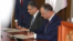 Igor Dodon și Tigran Sarkisyan la semnarea Memorandumului de cooperare luni la Chișinău