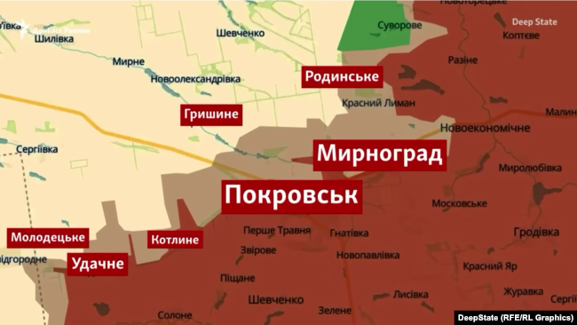 Покровсько-Мирноградська агломерація на мапі DeepState станом на 7 січня