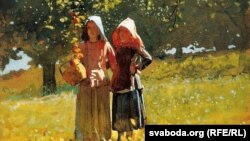 Уінслаў Гомэр, «Зьбіраньне яблыкаў».