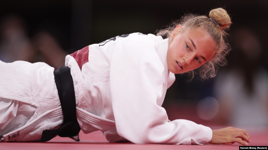 Ukrajinska judistkinja Daria Bilodid u polufinalu Olimpijskih igara u Tokiu, 2020.
