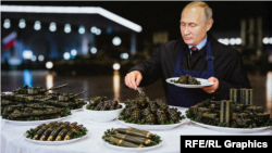 Коллаж: президент России Владимир Путин и оружие