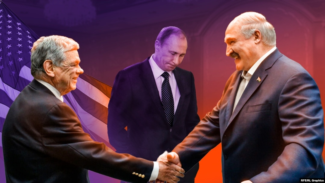 Коллаж: Александр Лукашенко, Владимир Путин и заместитель Кита Келлога Джон Коул