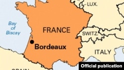 Бордо қаласы көрсетілген Франция картасы. (Көрнекі сурет.)