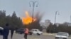 Eyewitness videos show the moment a drone launched from Iran explodes at Nakhchivan airport in Azerbaijan.
