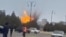 Eyewitness videos show the moment a drone launched from Iran explodes at Nakhchivan airport in Azerbaijan.