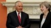 Britain's Prime Minister Theresa May greets U.S. Secretary of State Rex Tillerson at 10 Downing street in London, September 14, 2017