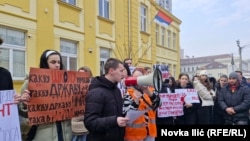 Skup podrške studenata i đaka prosvetnim radnicima u štrajku, Užice, Srbija, 25. januar 2025. 