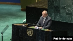 UN - Armenian Prime Minister Nikol Pashinian addresses the UN General Assembly in New York, September 23, 2024.