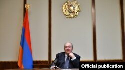 Armenia -- President Armen Sarkissian addresses the nation, November 16, 2020.