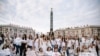 Belarus — A women protest in Minsk, singing Kalyhanka