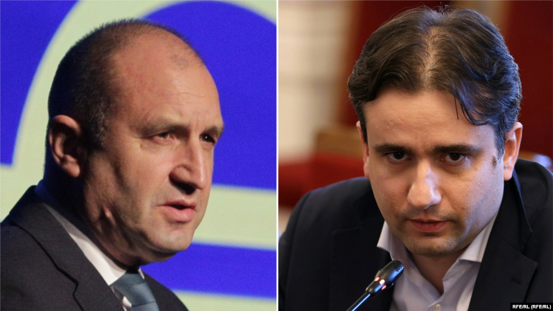 Колаж със снимки на Румен Радев и Божидар Божанов