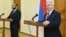 Armenia -- Parliament speaker Ararat Mirzoyan (L) and his Karabakh counterpart Ashot Ghulian hold a news conference in Yerevan, May 15, 2019.