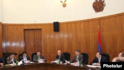 Armenia -- Prime Minister Tigran Sarkisian chairs a weekly meeting of his cabinet.