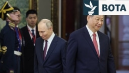 Russian President Vladimir Putin and Chinese President Xi Jinping attend a meeting at the Kremlin in Moscow in May.