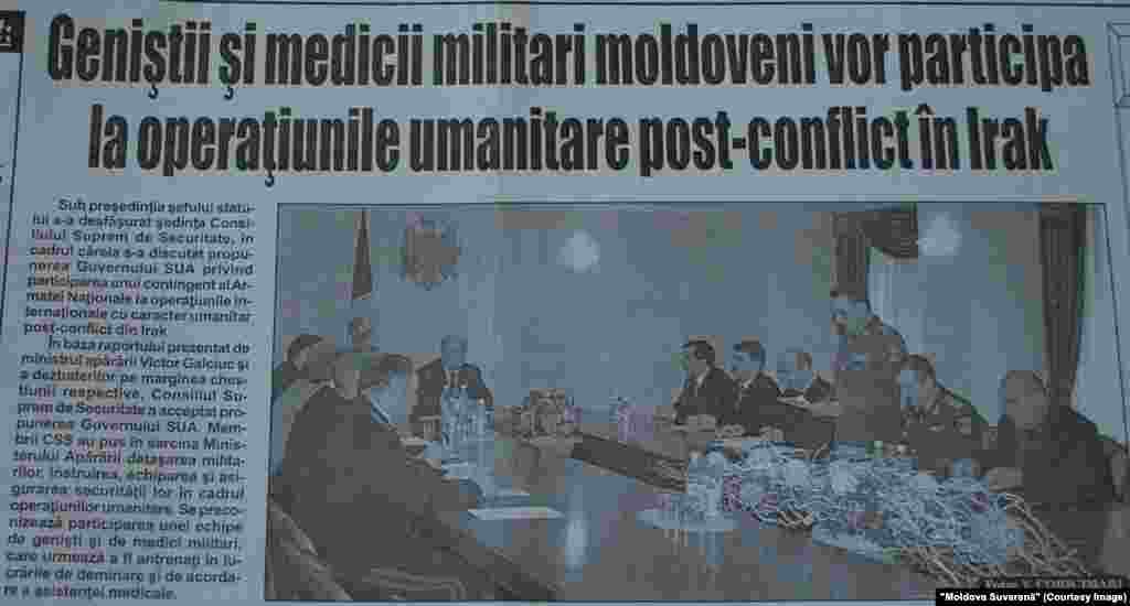 &quot;Moldova Suverană&quot;, 23 aprilie 2003, genişti şi medici moldoveni în Irak