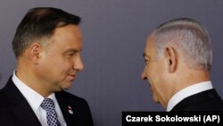 Poljski predsjednik Andržej Duda (lijevo) i izraelski premijer Benjamin Netanyahu (desno) u Varšavi, 13. februara 2019.