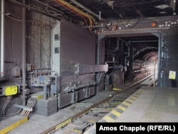 A hydraulic door at the Dejvicka subway station that is designed to seal off a section of Prague’s underground network in the event of a nuclear strike. The door is part of the city’s Cold War-era “Metro Protection System.”