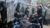 NATO Kosovo Force soldiers clash with local Kosovo Serb protesters in the town of Zvecan, northern Kosovo, on May 29. 