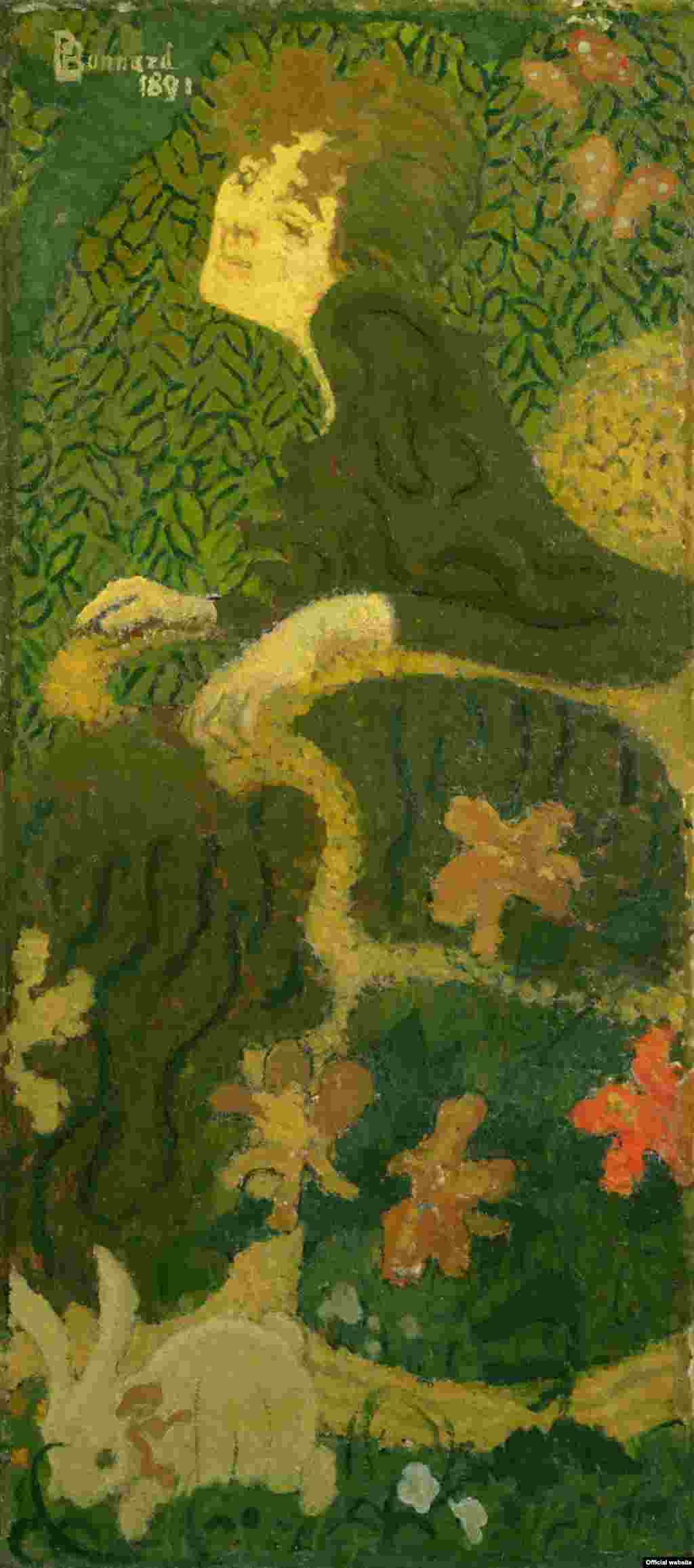 Pierre Bonnard, Tînără șezînd cu un iepure (1891). The National Museum of Western Art, Tokyo.