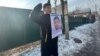 Baibolat Kunbolatuly picketing outside the Chinese Consulate in Almaty on February 1