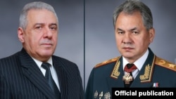 Министр обороны Армении Вагаршак Арутюнян (слева) и министр обороны России Сергей Шойгу