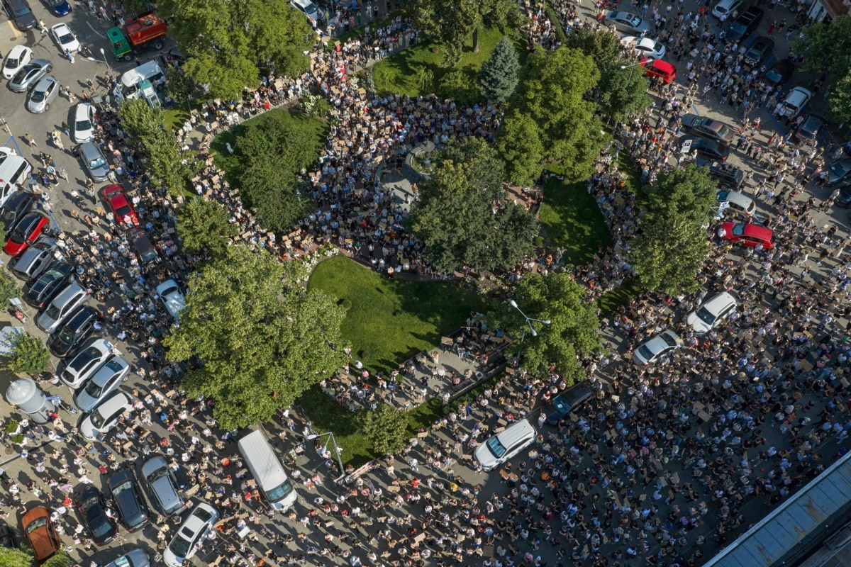 Акція протесту у Києві на фото з дрону, 16 липня 2026 року