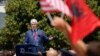 Former U.S. President Bill Clinton speaks during the ceremony in Pristina on June 12.
